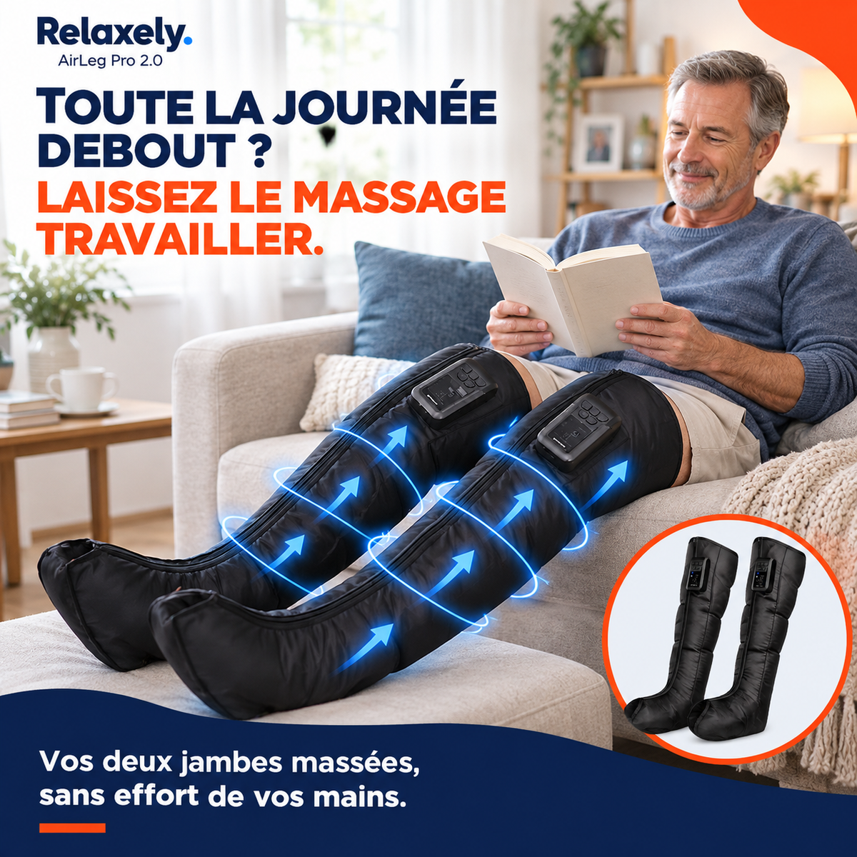 AirLeg Pro 2.0 | Masseur de jambes par compression pour des jambes légères et dégonflées